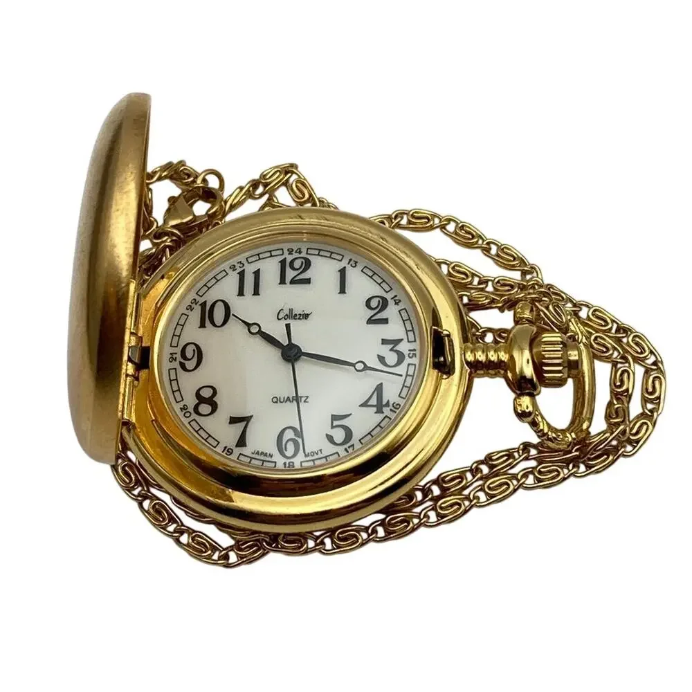 Collezio Quartz Full Hunter Pocket Watch 38mm and Chain - New Battery